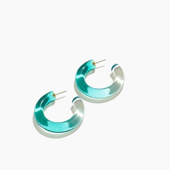 Madewell Jewelry - MADEWELL Ombré Resin Hoop Earrings Warm Blue Grass